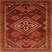 Round Machine Washable Persian Orange Traditional Area Rugs, wshtr1946org