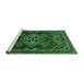 Sideview of Machine Washable Persian Emerald Green Traditional Area Rugs, wshtr1946emgrn