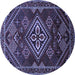 Round Machine Washable Persian Blue Traditional Rug, wshtr1946blu