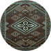 Round Persian Light Blue Traditional Rug, tr1946lblu