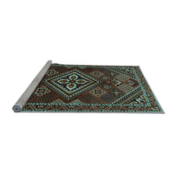 Sideview of Machine Washable Persian Light Blue Traditional Rug, wshtr1946lblu