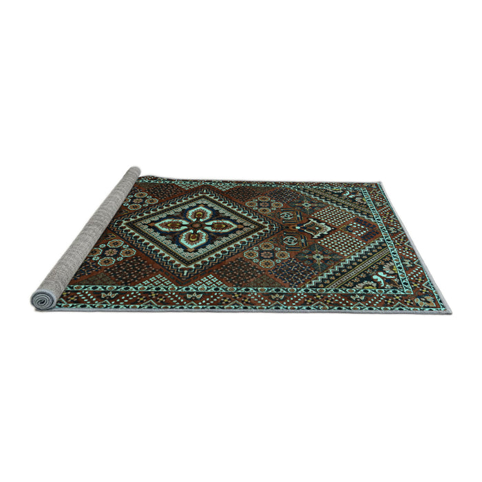 Sideview of Machine Washable Persian Light Blue Traditional Rug, wshtr1946lblu