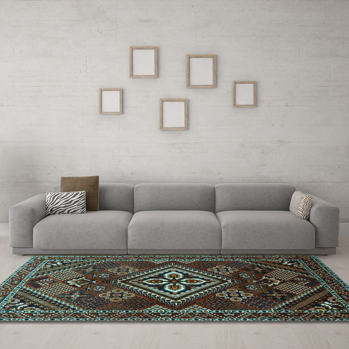 Machine Washable Persian Light Blue Traditional Rug in a Living Room, wshtr1946lblu
