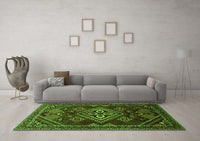 Machine Washable Persian Green Traditional Rug, wshtr1946grn