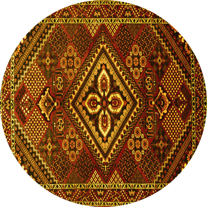 Round Persian Yellow Traditional Rug, tr1946yw
