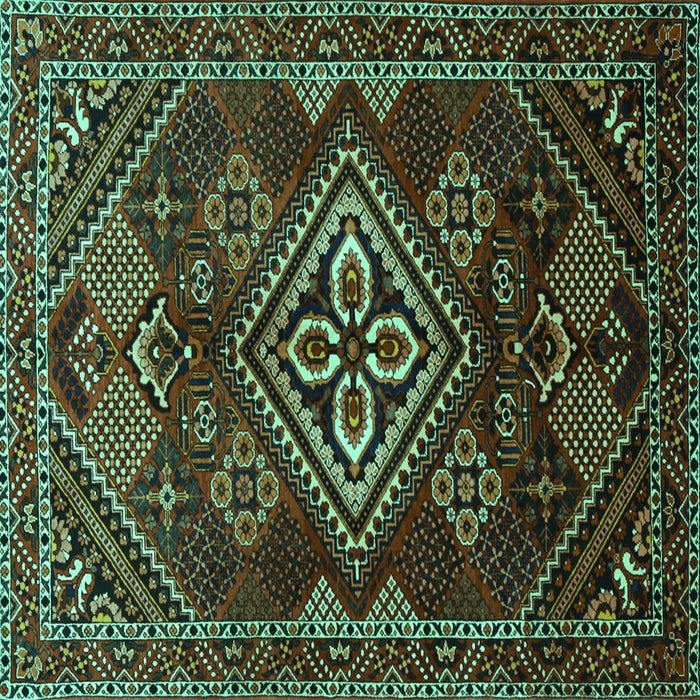 Square Machine Washable Persian Turquoise Traditional Area Rugs, wshtr1946turq