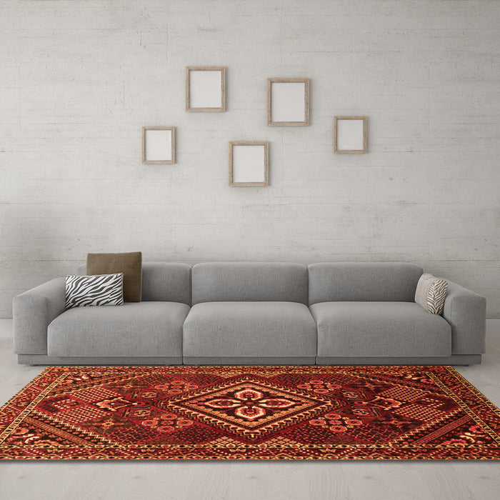 Machine Washable Persian Orange Traditional Area Rugs in a Living Room, wshtr1946org