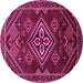 Round Machine Washable Persian Pink Traditional Rug, wshtr1946pnk