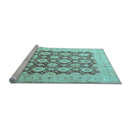 Sideview of Machine Washable Persian Light Blue Traditional Rug, wshtr1947lblu