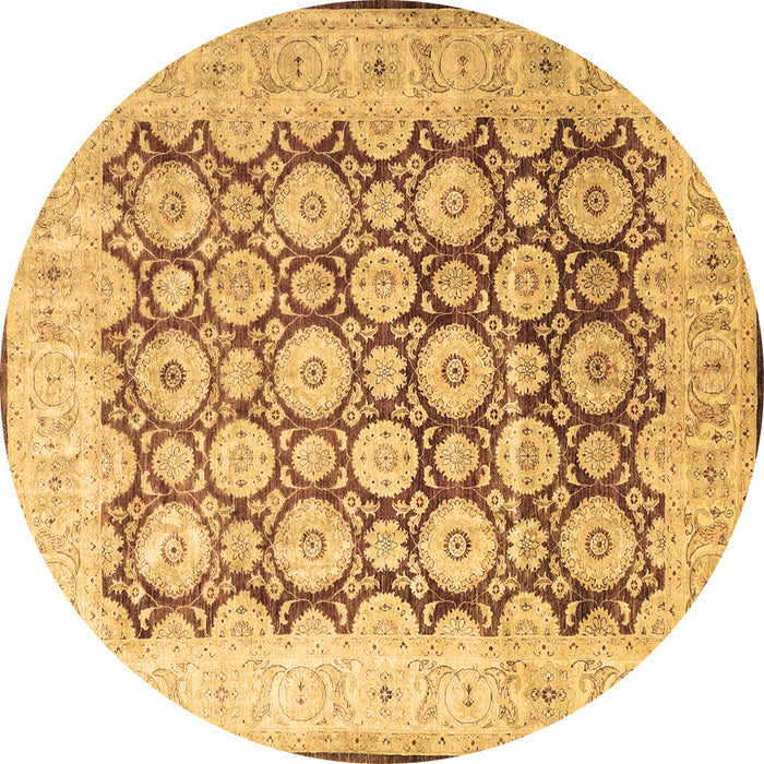 Round Persian Brown Traditional Rug, tr1947brn
