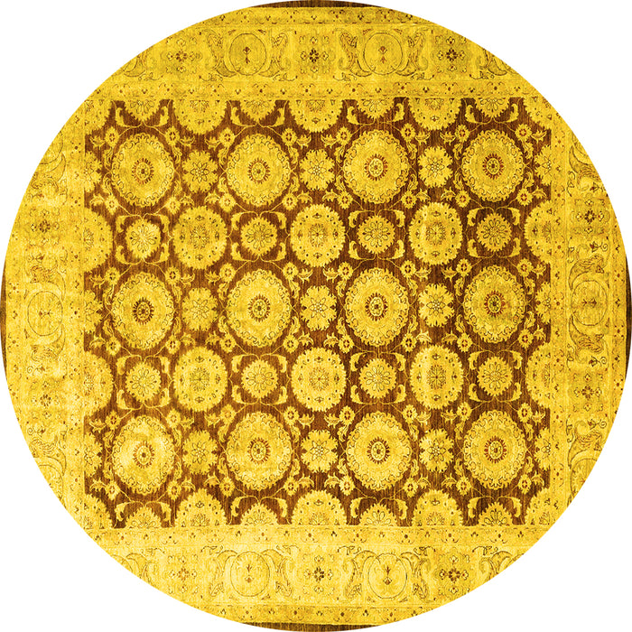 Round Persian Yellow Traditional Rug, tr1947yw