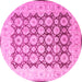 Round Machine Washable Persian Pink Traditional Rug, wshtr1947pnk