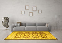 Machine Washable Persian Yellow Traditional Rug, wshtr1947yw