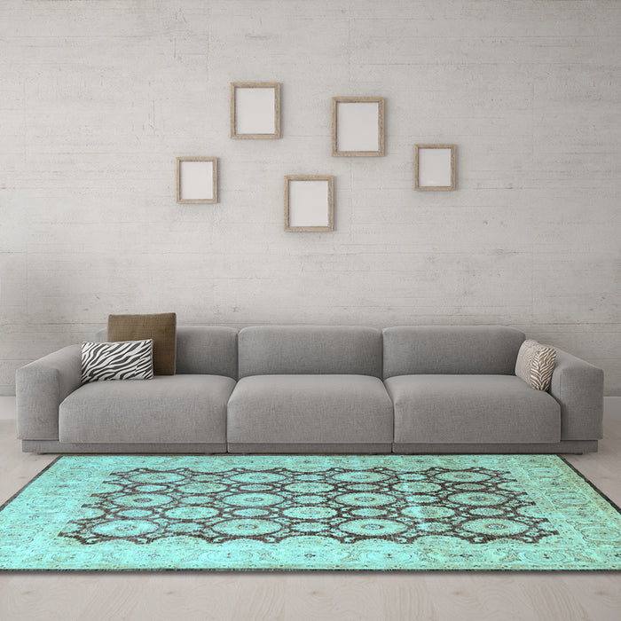 Machine Washable Persian Light Blue Traditional Rug in a Living Room, wshtr1947lblu