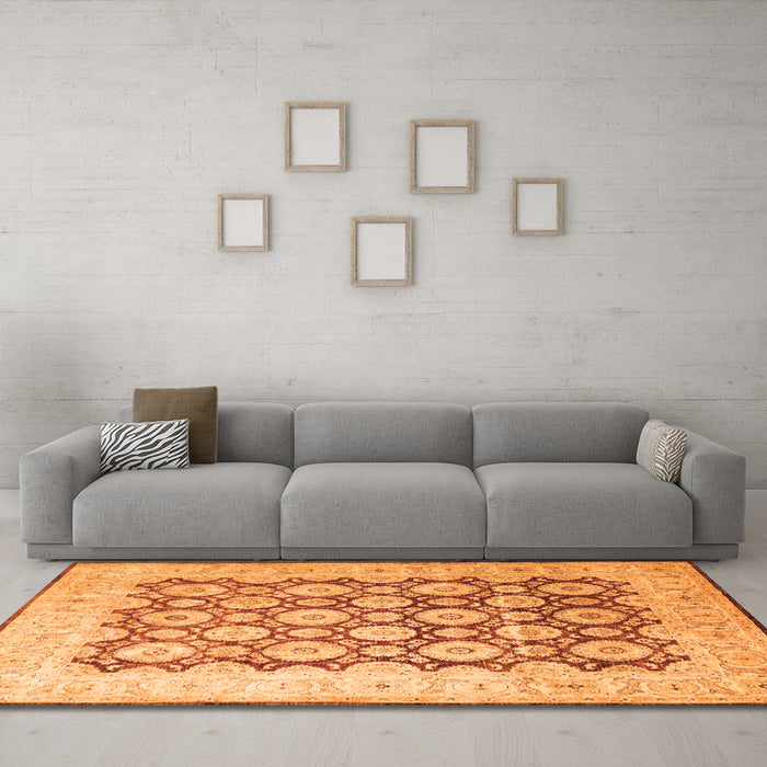 Machine Washable Persian Orange Traditional Area Rugs in a Living Room, wshtr1947org