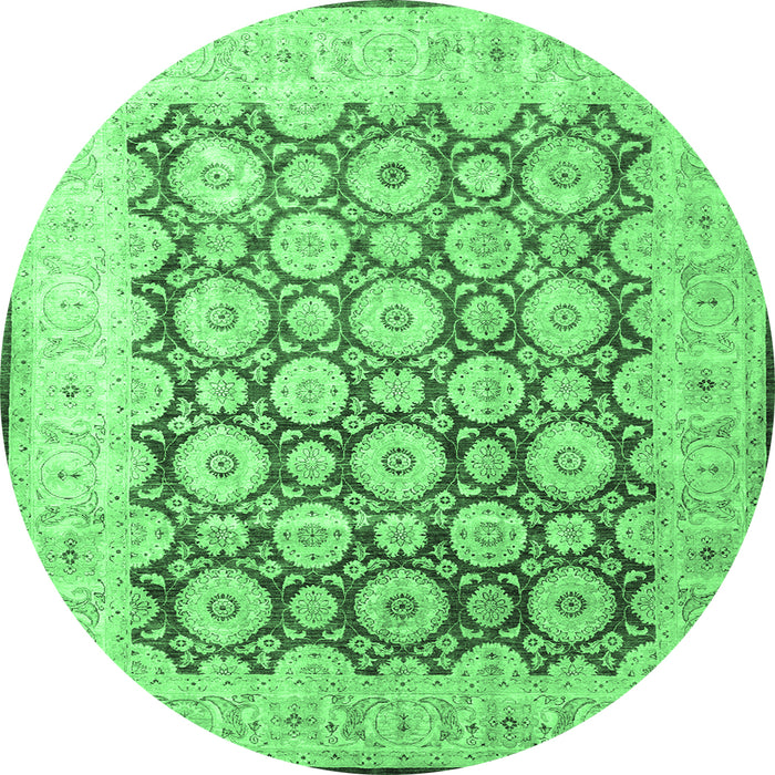 Round Persian Emerald Green Traditional Rug, tr1947emgrn