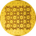 Round Machine Washable Persian Yellow Traditional Rug, wshtr1947yw