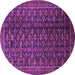 Round Machine Washable Persian Purple Traditional Area Rugs, wshtr1948pur