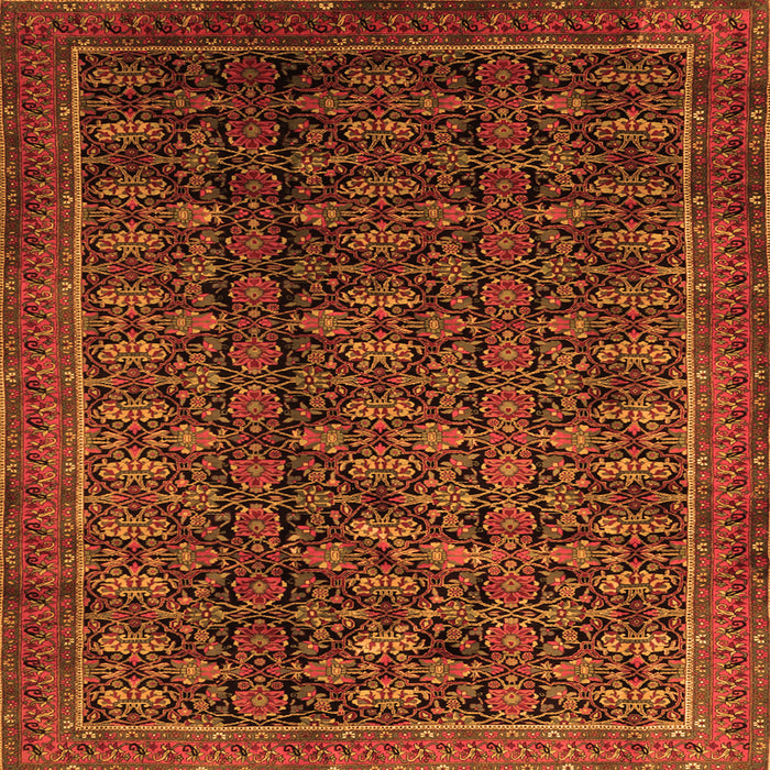 Round Machine Washable Persian Orange Traditional Area Rugs, wshtr1948org