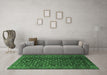 Machine Washable Persian Emerald Green Traditional Area Rugs in a Living Room,, wshtr1948emgrn