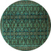 Round Machine Washable Persian Turquoise Traditional Area Rugs, wshtr1948turq