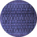 Round Machine Washable Persian Blue Traditional Rug, wshtr1948blu