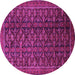 Round Machine Washable Persian Pink Traditional Rug, wshtr1948pnk