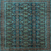 Square Machine Washable Persian Light Blue Traditional Rug, wshtr1948lblu