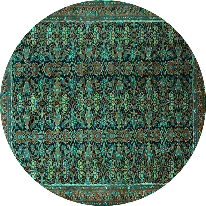 Round Persian Turquoise Traditional Rug, tr1948turq