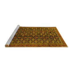 Sideview of Machine Washable Persian Yellow Traditional Rug, wshtr1948yw