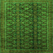 Round Machine Washable Persian Green Traditional Area Rugs, wshtr1948grn