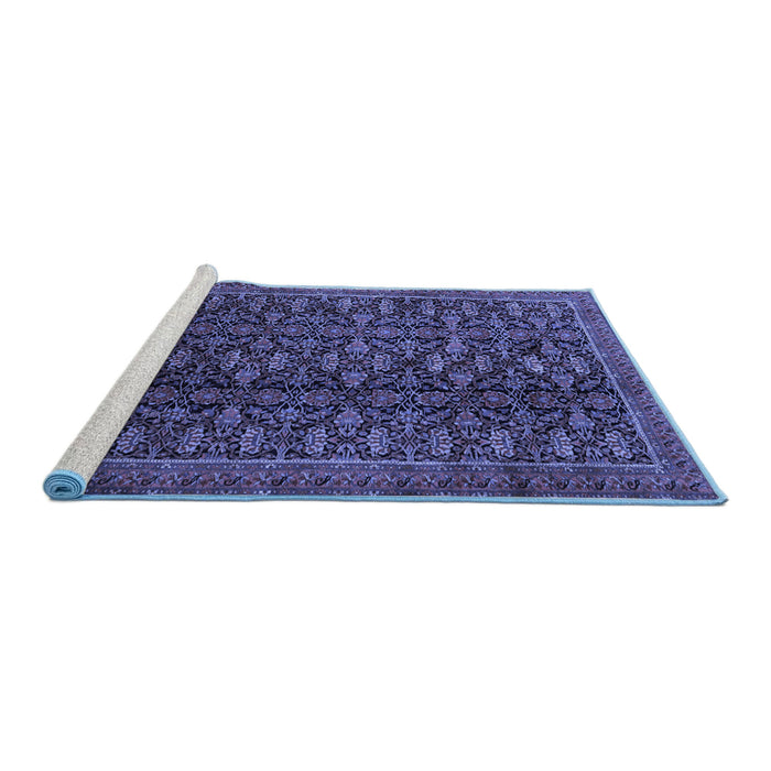 Sideview of Machine Washable Persian Blue Traditional Rug, wshtr1948blu