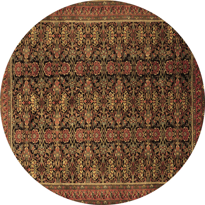 Round Persian Brown Traditional Rug, tr1948brn