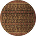 Round Persian Brown Traditional Rug, tr1948brn