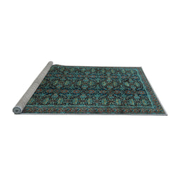 Sideview of Machine Washable Persian Light Blue Traditional Rug, wshtr1948lblu