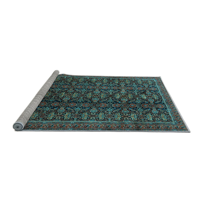 Sideview of Machine Washable Persian Light Blue Traditional Rug, wshtr1948lblu