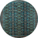 Round Machine Washable Persian Light Blue Traditional Rug, wshtr1948lblu