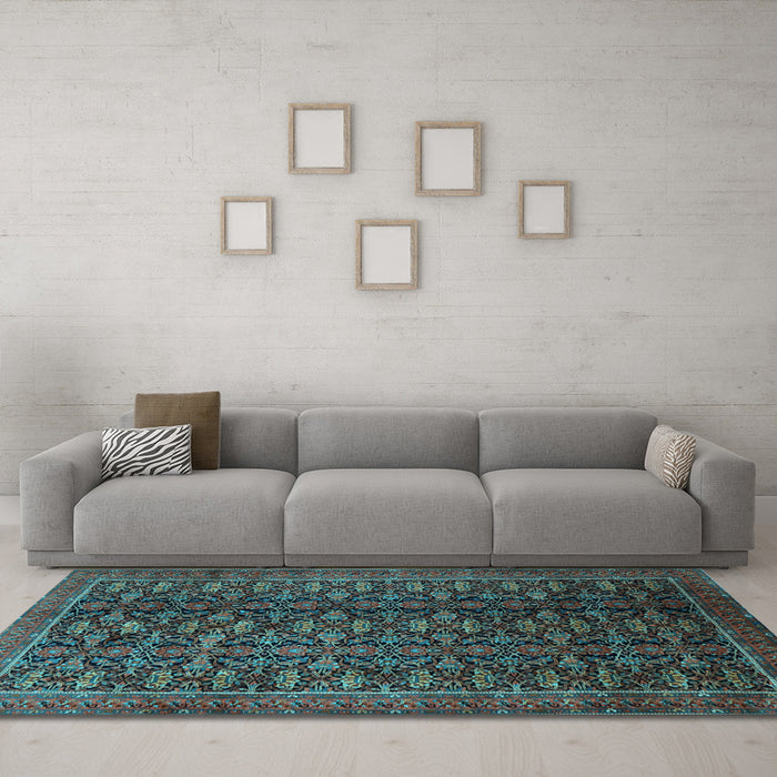 Machine Washable Persian Light Blue Traditional Rug in a Living Room, wshtr1948lblu