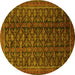 Round Machine Washable Persian Yellow Traditional Rug, wshtr1948yw