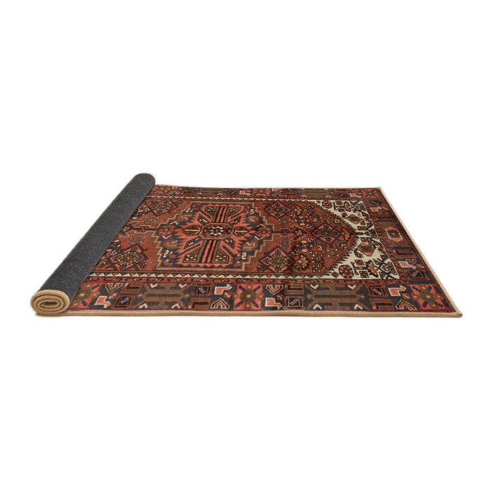 Sideview of Traditional Saffron Red Persian Rug, tr1949