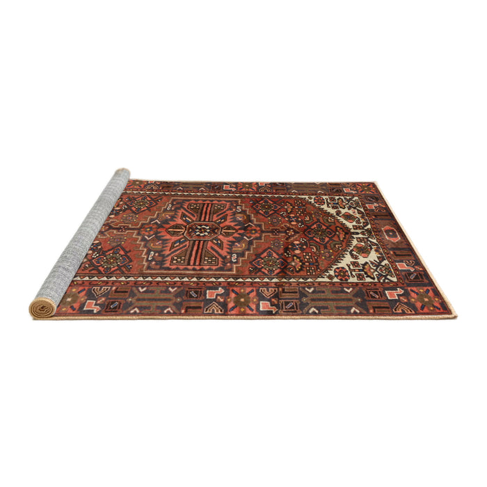Sideview of Machine Washable Traditional Saffron Red Rug, wshtr1949
