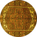 Round Persian Yellow Traditional Rug, tr1949yw