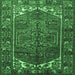 Square Machine Washable Persian Emerald Green Traditional Area Rugs, wshtr1949emgrn