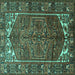 Square Machine Washable Persian Turquoise Traditional Area Rugs, wshtr1949turq