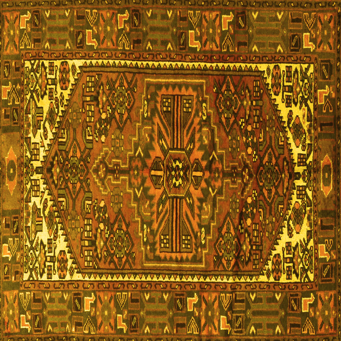 Square Machine Washable Persian Yellow Traditional Rug, wshtr1949yw