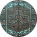 Round Persian Light Blue Traditional Rug, tr1949lblu