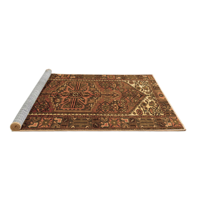 Sideview of Machine Washable Persian Brown Traditional Rug, wshtr1949brn