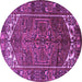 Round Machine Washable Persian Purple Traditional Area Rugs, wshtr1949pur