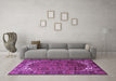 Machine Washable Persian Purple Traditional Area Rugs in a Living Room, wshtr1949pur