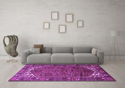 Machine Washable Persian Purple Traditional Area Rugs in a Living Room, wshtr1949pur